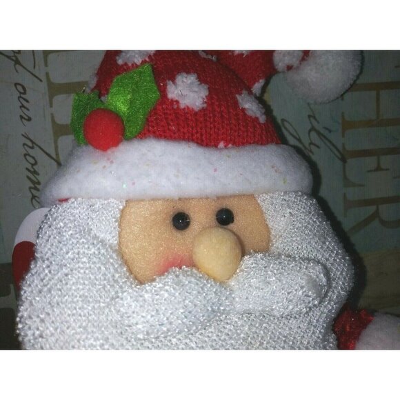 Vintage Santa Claus Plush toy Holiday Christmas Decoration textured 9" EUC - Picture 4 of 6